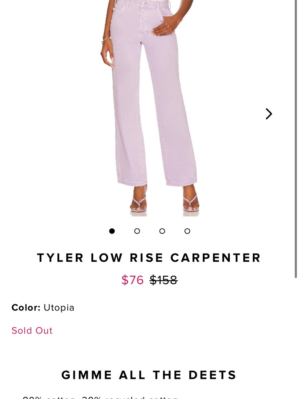 Lovers + Friends Tyler Low Rise Carpenter Jeans in Utopia Lavender